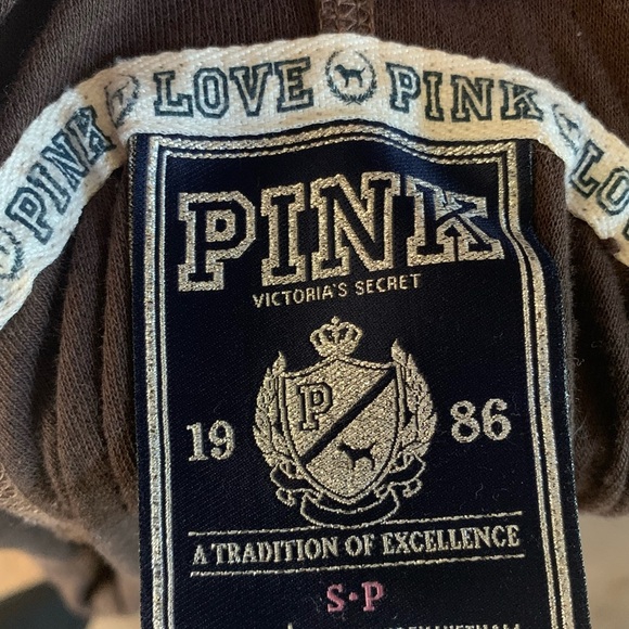 PINK by victoria’s secret brown hoodie peace sign sz small - Picture 8 of 9